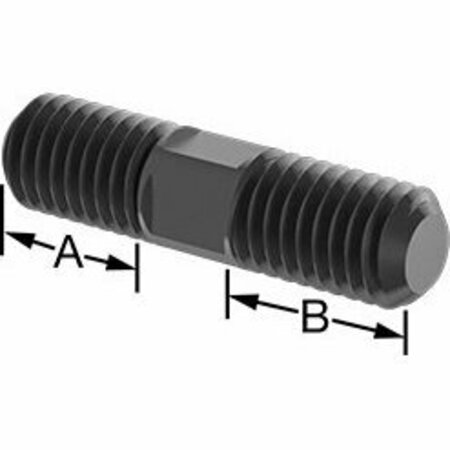 BSC PREFERRED Black-Oxide Steel Threaded on Both Ends Stud 1/2-13 Thread Size 2 Long 3/4 Long Threads 90281A721